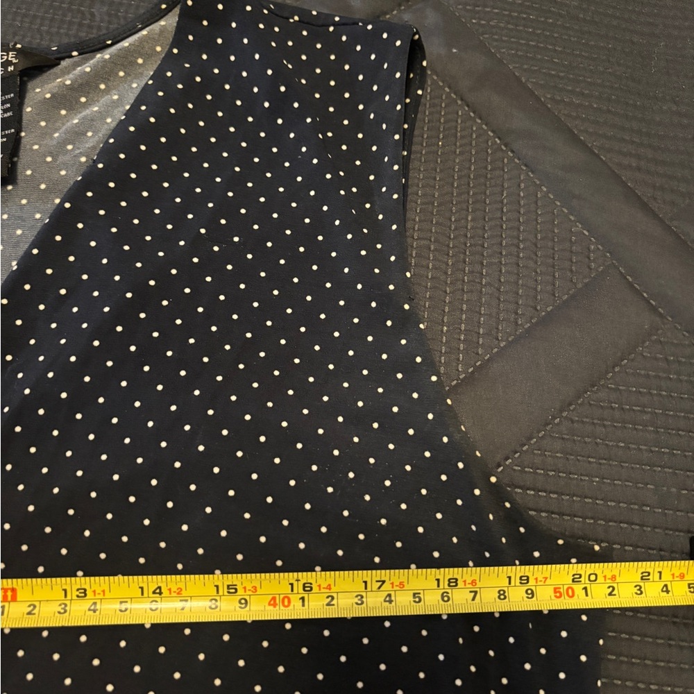 Vintage Navy Shadow Polka Dot Dress 12-14+ Wraparound - Picture 3 of 15